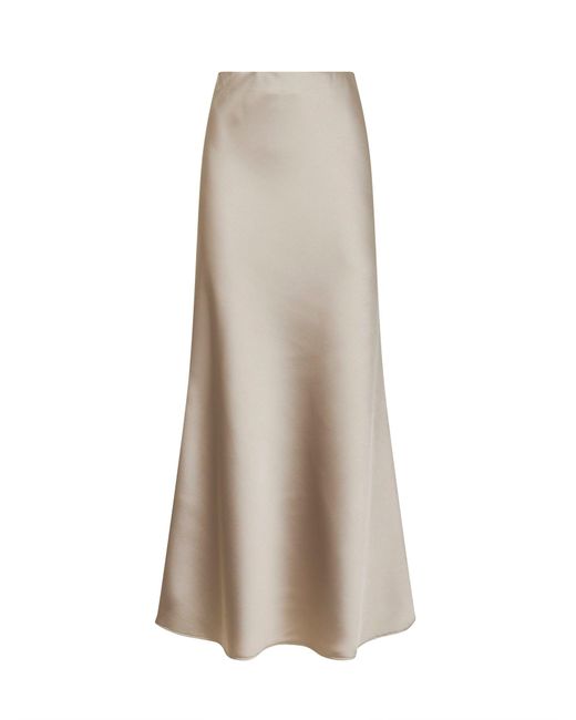 Blanca Vita Natural Chalk Satin Gedila Long Bias Skirt