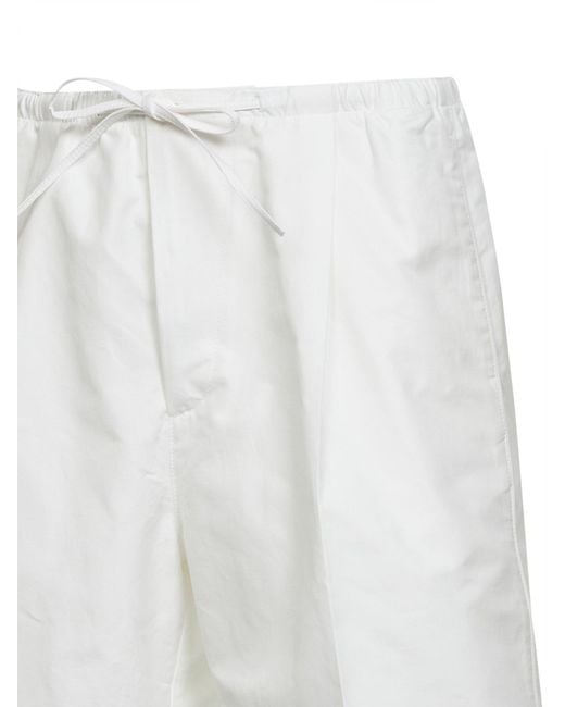 Bottega Veneta White Chalk Cotton Poplin Pleated Bermuda Shorts for men