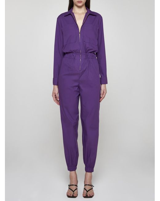 Blanca Vita Purple Trhyco Cotton-blend Jumpsuit
