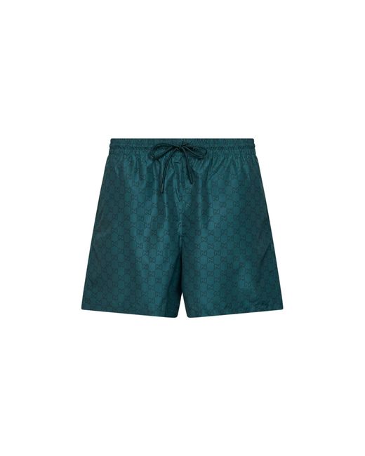 Gucci Green Glade Gg Nylon Swim Shorts for men