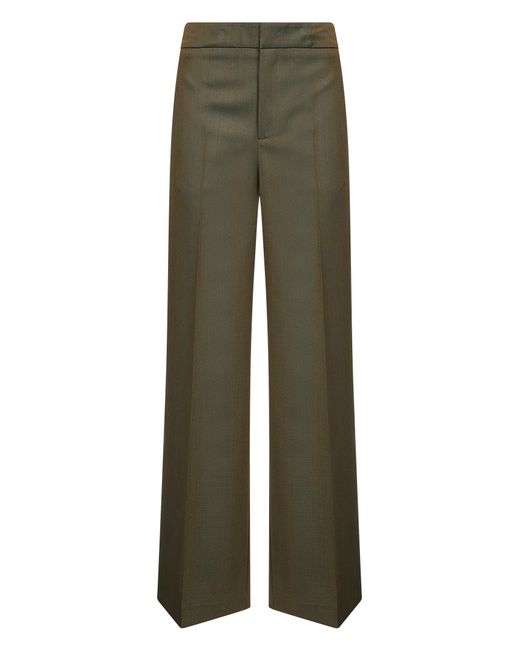 Etro Green Wool Blend Palazzo Trousers
