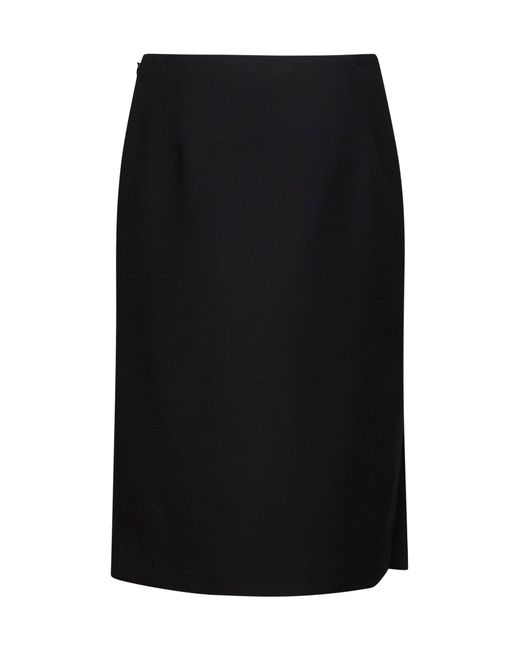 Fendi Black Wool And Silk Midi Pencil Skirt