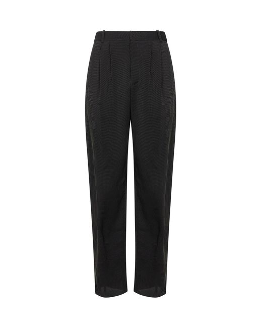 Saint Laurent Black Striped Canvas Baggy Trousers for men