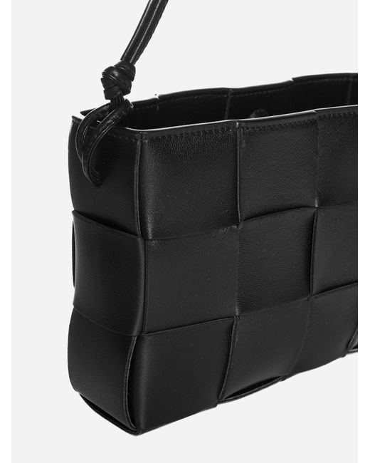 Bottega Veneta Black Mini Cassette Intrecciato Leather Shoulder Bag