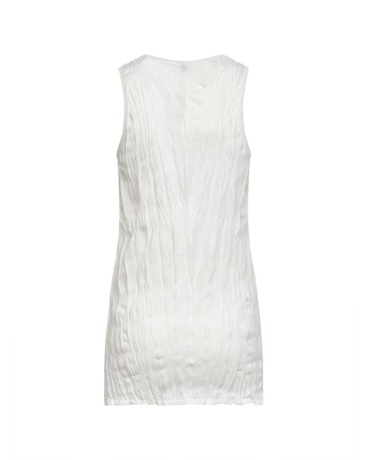 Totême White Crinkled Viscose Blend Knit Tank Top