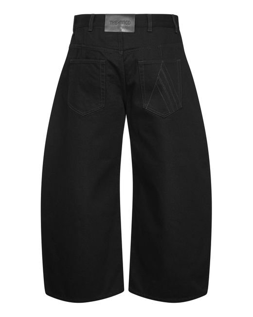 The Attico Black Washed Denim Wide Cropped Jeans