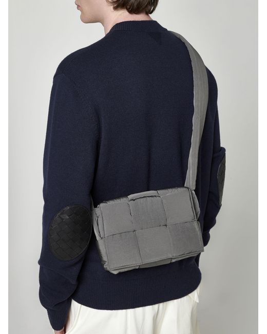 Bottega Veneta Gray Cassette Intreccio Nylon Small Bag for men