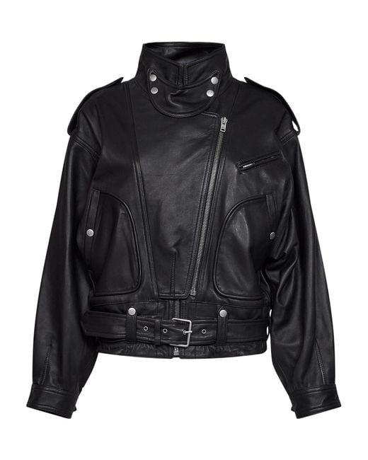 Isabel Marant Black Lambskin Farza Biker Jacket