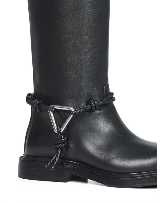 Bottega Veneta Black Calf Leather James High Boots