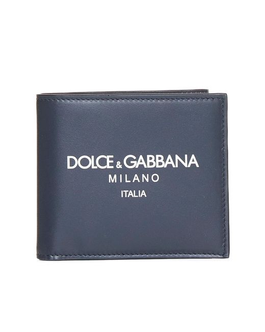 Portafoglio in pelle con logo di Dolce & Gabbana in Blue da Uomo