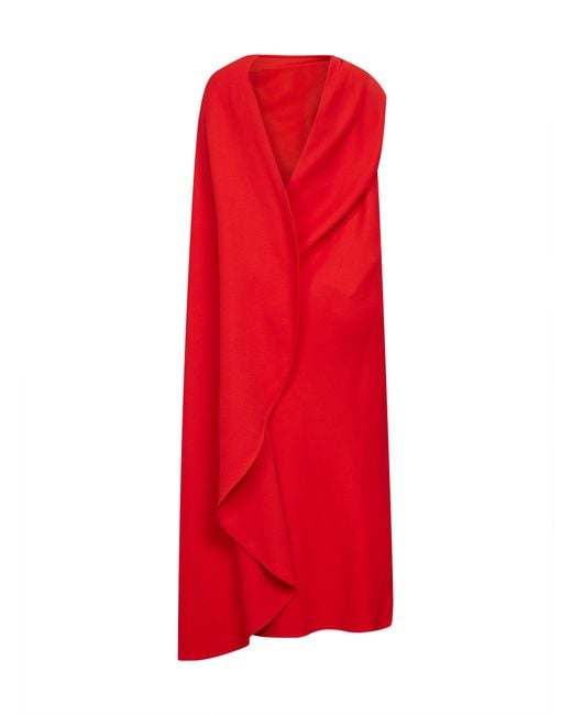 Balenciaga Red Sunset Silk And Wool Crepe Draped Dress