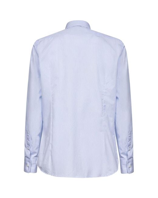 D 40 White Striped Cotton Poplin Shirt for men