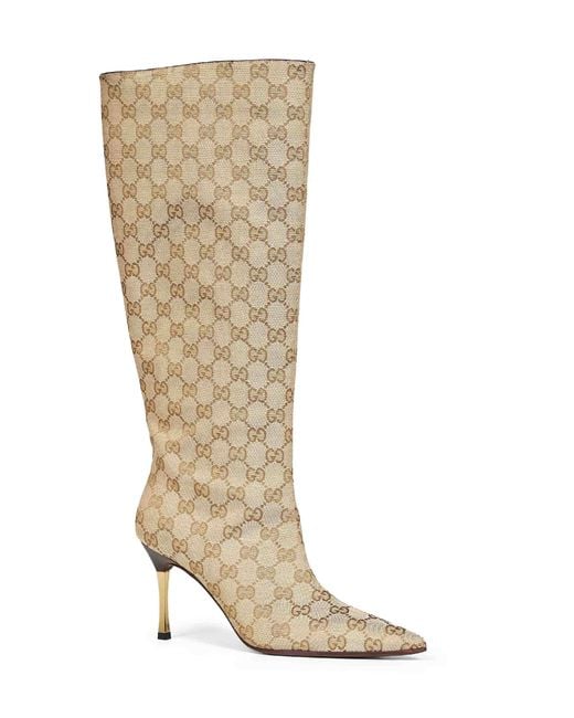 Gucci White Gg Canvas Bombshell Boots