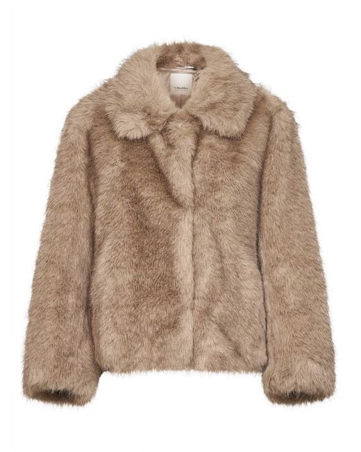 Max Mara Brown Honey Faux-Fur Smmalce Short Coat