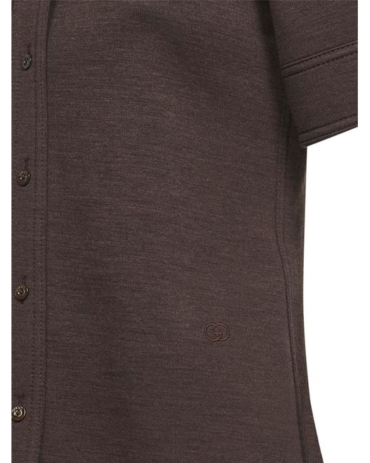 Gucci Brown Double Jersey Short-Sleeved Shirt