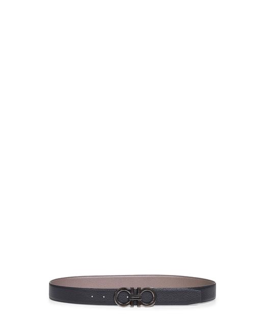 Ferragamo White Two-Tone Gancini Reversible Belt for men