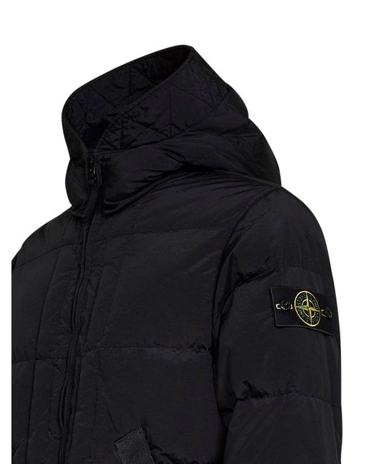 Stone Island Black Nylon Metal Hooded Down Jacket for men
