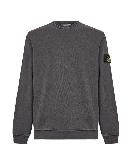 Stone Island Gray Charcoal Slub-Effect Malfilé Cotton Sweatshirt for men