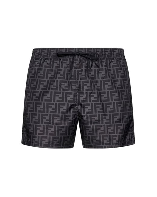 Fendi Gray Nylon Shorts for men
