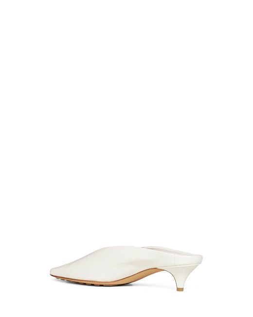 Bottega Veneta White Alabaster Shiny Leather Vesta Mule Pumps