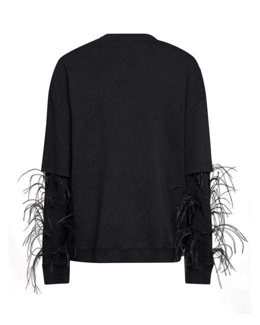 DARKPARK Black Troy Feather-Embellished Double-Sleeve Sweatshirt