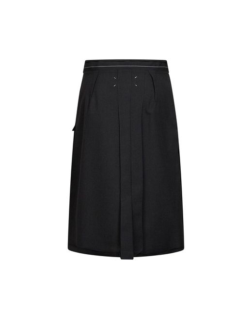 Maison Margiela Black Charcoal Wool Reversed Midi Skirt