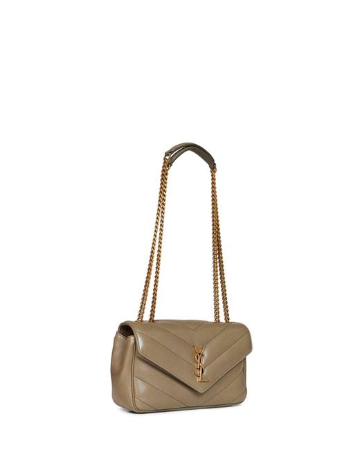 Saint Laurent Natural Dark Strong Moss Loulou Small Shoulder Bag