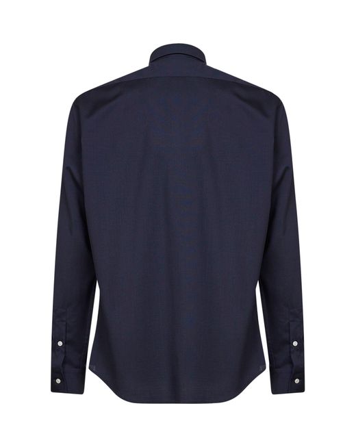 D 40 Blue Dark Stretch Wool Blend Shirt for men