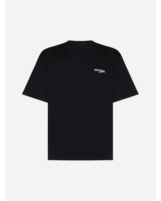 we11done Black Logo Cotton T-shirt for men
