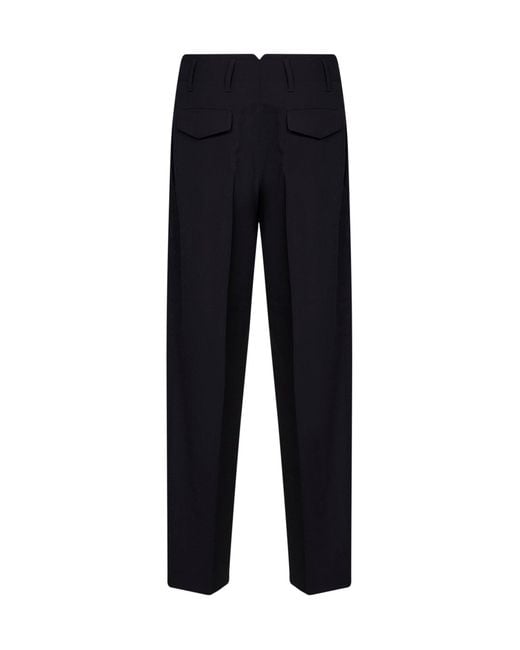 AMI Blue Virgin Wool Double-Pleat Trousers