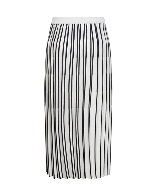 Blanca Vita White Two-Tone Knit Pleated Midi Skirt