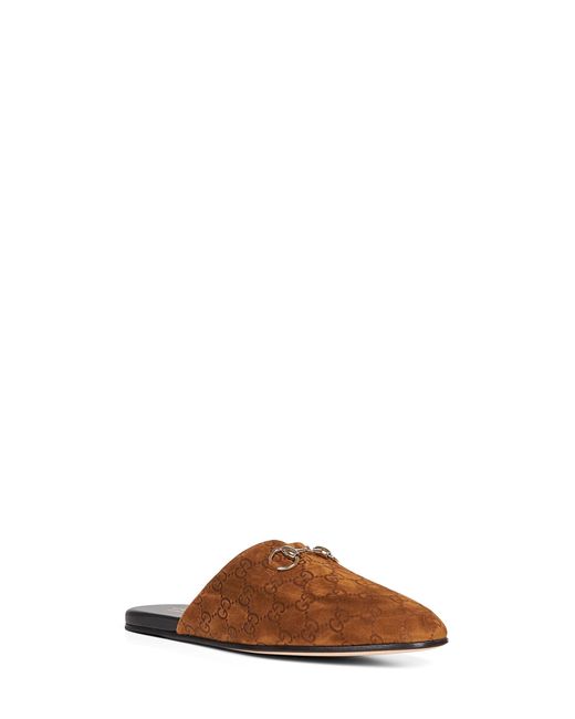 Gucci Brown Gg Suede Mules With Horsebit for men