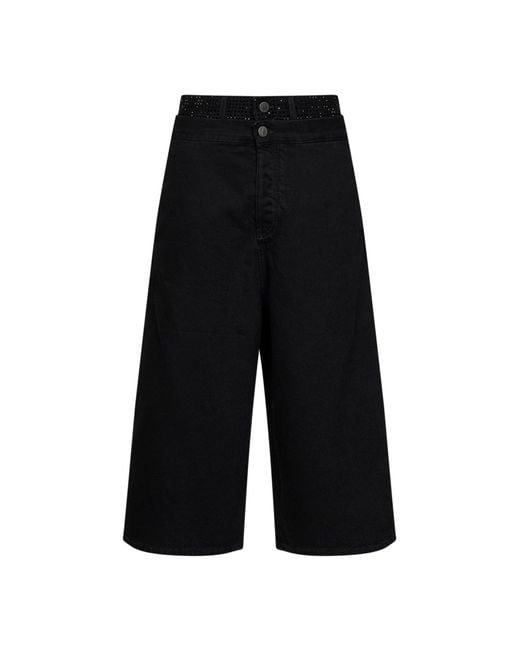 The Attico White Cotton Denim Double Waistband Cropped Jeans