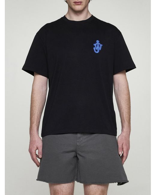 J.W. Anderson Black Anchor-patch Cotton T-shirt for men