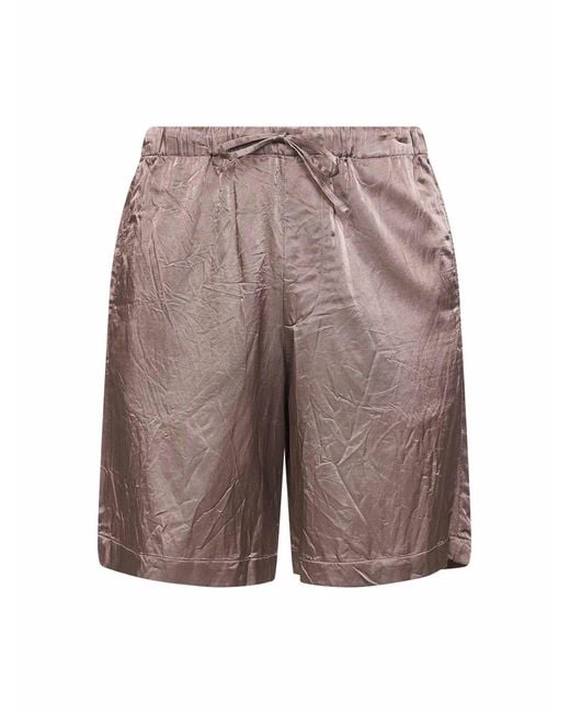 Dries Van Noten Gray Old Rose Viscose And Cotton Shorts for men
