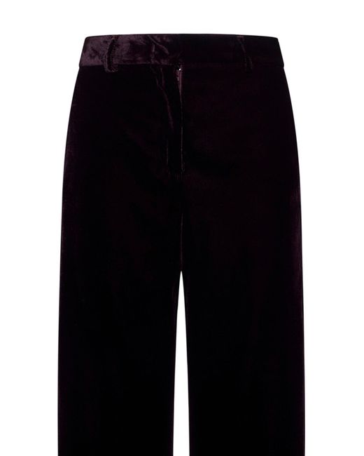 Blanca Vita Black Burgundy Gabardine Pleio Palazzo Trousers