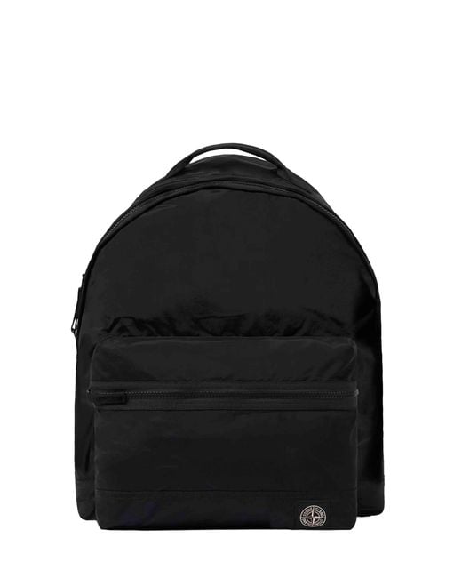 Stone Island Black Nylon Metal Backpack for men