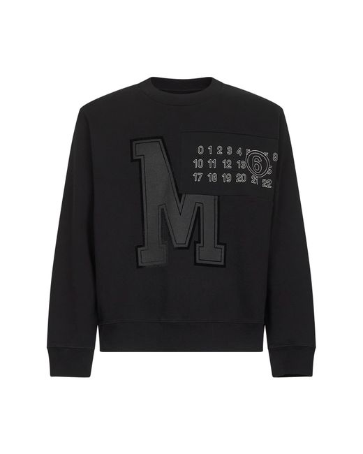 MM6 by Maison Margiela Black Cotton Numeric Signature Sweatshirt for men