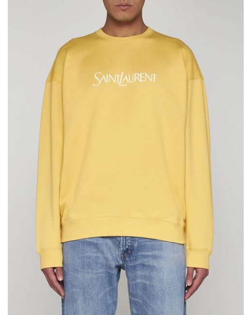 Saint Laurent Yellow Logo Cotton Sweatshirt for men