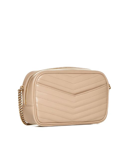 Saint Laurent Natural Ysl Logo Leather Camera Mini Bag