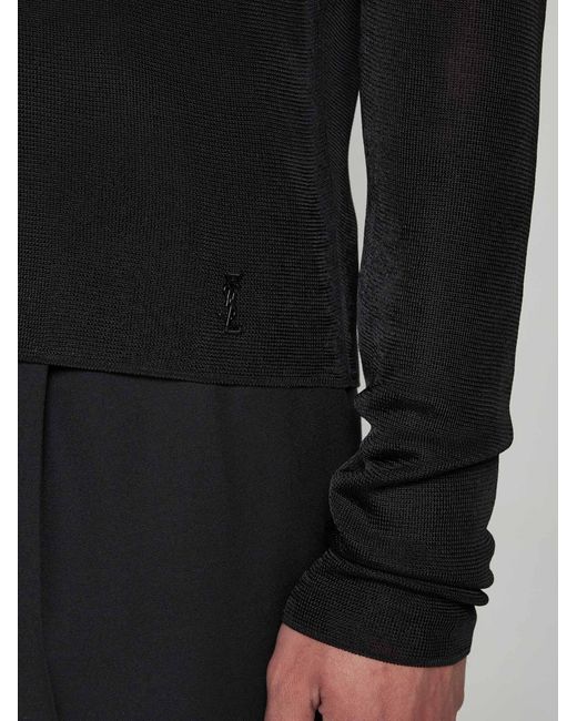 Saint Laurent Black Viscose Knit Sweater for men