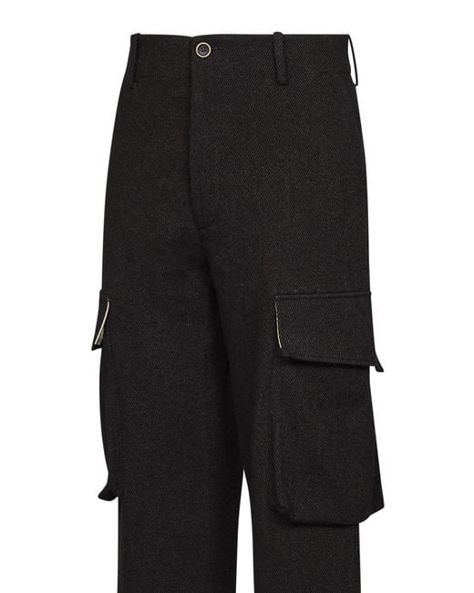 Uma Wang Black And Wool Blend Twill Paxton Cargo Trousers for men