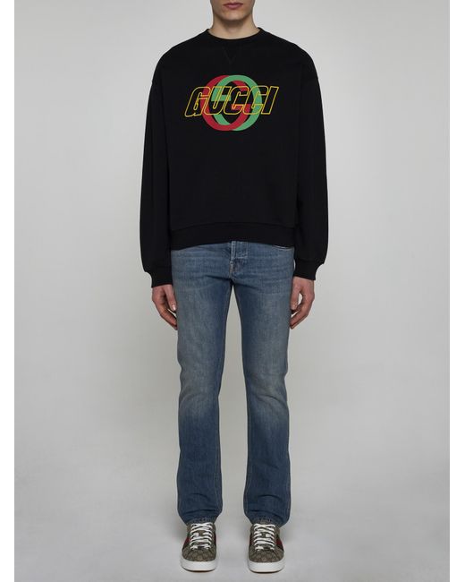 Gucci Black Logo Cotton Sweatshirt for men