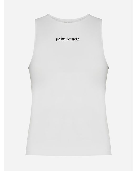 Palm Angels White Training Track Jersey Tank Top