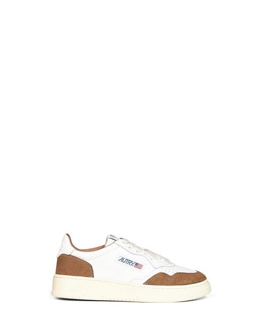 Autry White Leather And Tobacco Suede Medalist Low Sneakers
