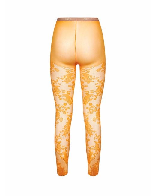 Valentino Orange Lycra Lace Tights