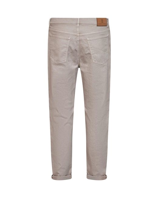 Brunello Cucinelli Gray Marble Garment-Dyed Lightweight Comfort Denim Iconic Fit Jeans for men