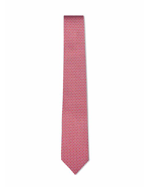 Ferragamo Pink Gancini Silk Twill Carato Tie for men