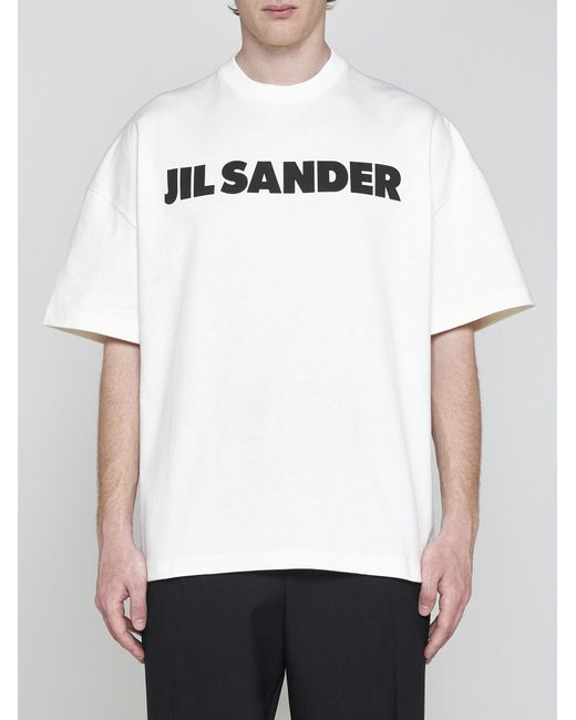 Jil Sander White Logo Cotton T-shirt for men