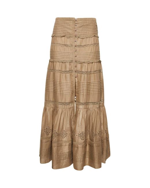 Isabel Marant Natural Cotton Voile Dusta Long Skirt